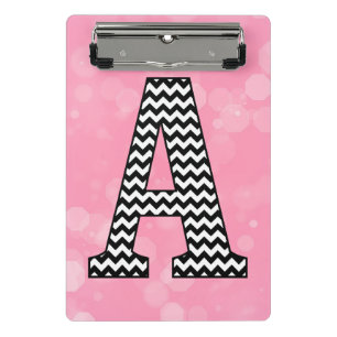 Mini Prancheta Bold Chevron - Letra A em Bubblegum - Rosa