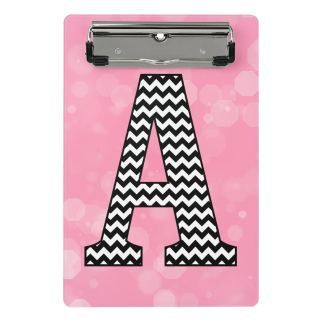 Mini Prancheta Bold Chevron - Letra A em Bubblegum - Rosa (Frente)