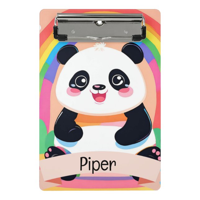 Mini Prancheta Bonito Bebê Panda Rainbow (Frente)