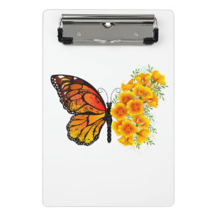 Mini Prancheta Borboleta Flor com Papagaio Amarelo da Califórnia