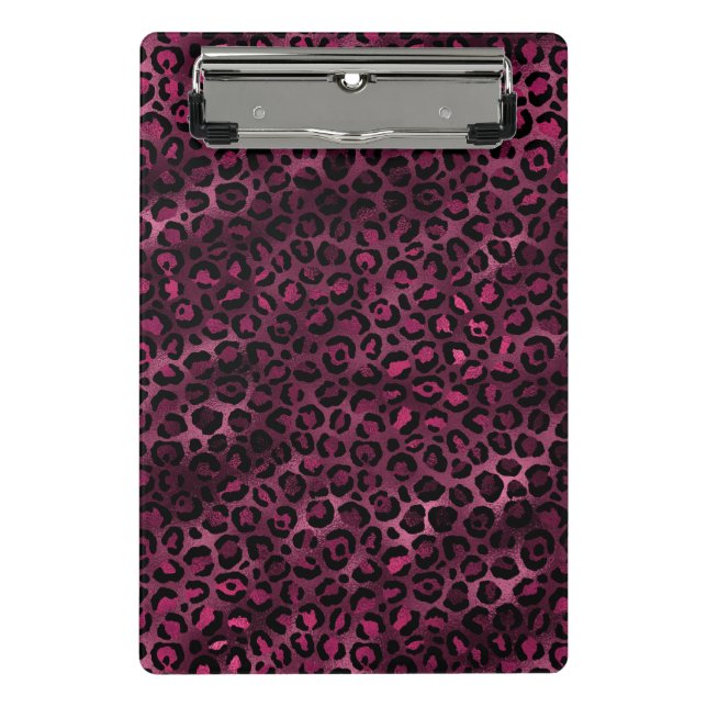 Mini Prancheta Bordô e Dourado Série Leopardo Design 9 (Frente)