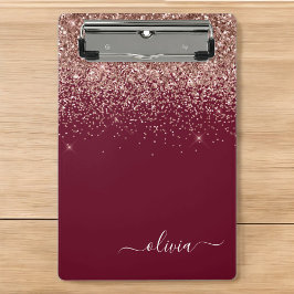 Mini Prancheta Burgundy Rosa Dourado Blush Brilho Monograma