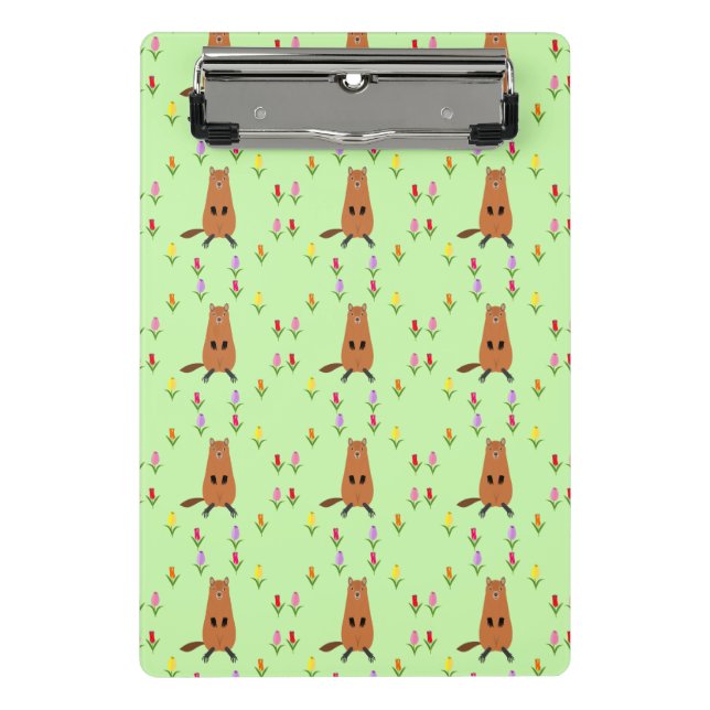 Mini Prancheta Cachorro e Flores de Tulipas Cutes Patterados (Frente)