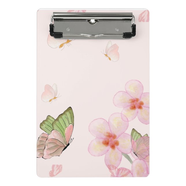 Mini Prancheta Caderno com Design Caprichoso de Borboleta (Frente)