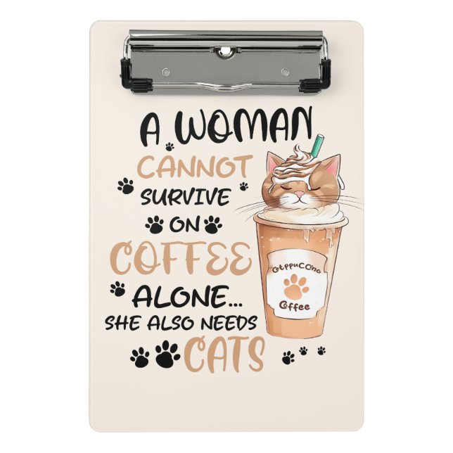Mini Prancheta Café e Gatos - Arte Kawaii Cute (Frente)