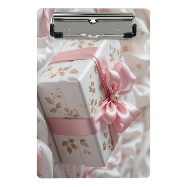 Mini Prancheta caixa de presente de seda rosa encantadora (Frente)