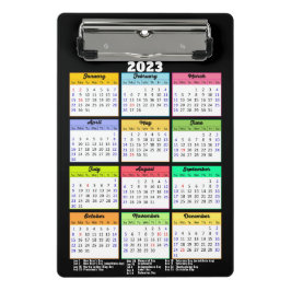 Mini Prancheta Calendário 2023 com feriados públicos moderno