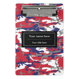 Mini Prancheta Camuflagem, Azul Branco Vermelho Cinza, Militar, E
