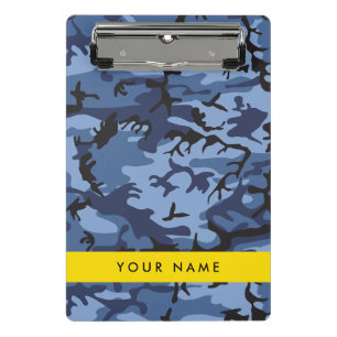 Mini Prancheta Camuflagem Azul Marinho Personalize seu nome