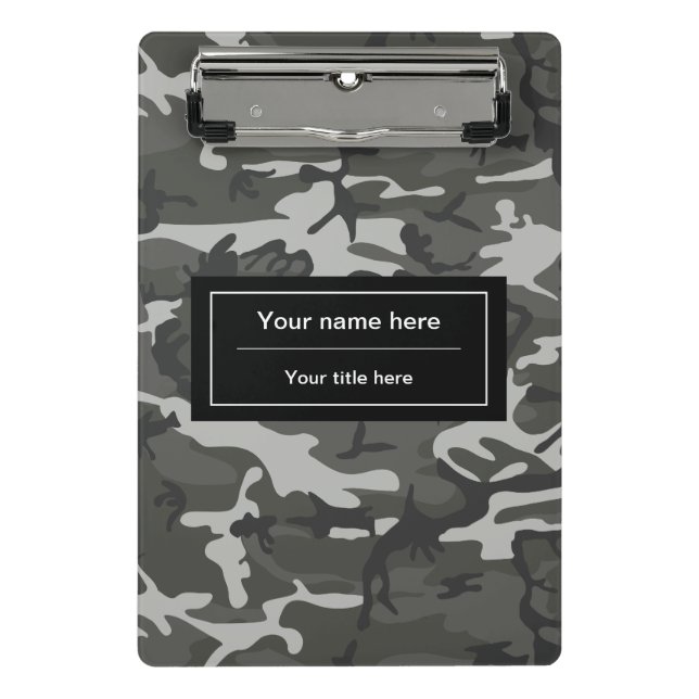 Mini Prancheta Camuflagem Cinza, Camuflagem, Militar, Exército (Frente)