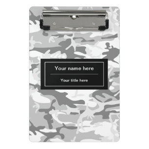 Mini Prancheta Camuflagem Cinza de Neve de Inverno, Militar, Exér