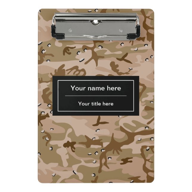 Mini Prancheta Camuflagem Desértica Com Pedras, Militar, Exército (Frente)