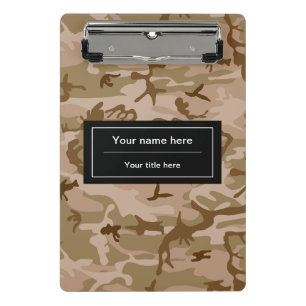 Mini Prancheta Camuflagem Deserto, Camuflagem Marrom, Militar, Ex