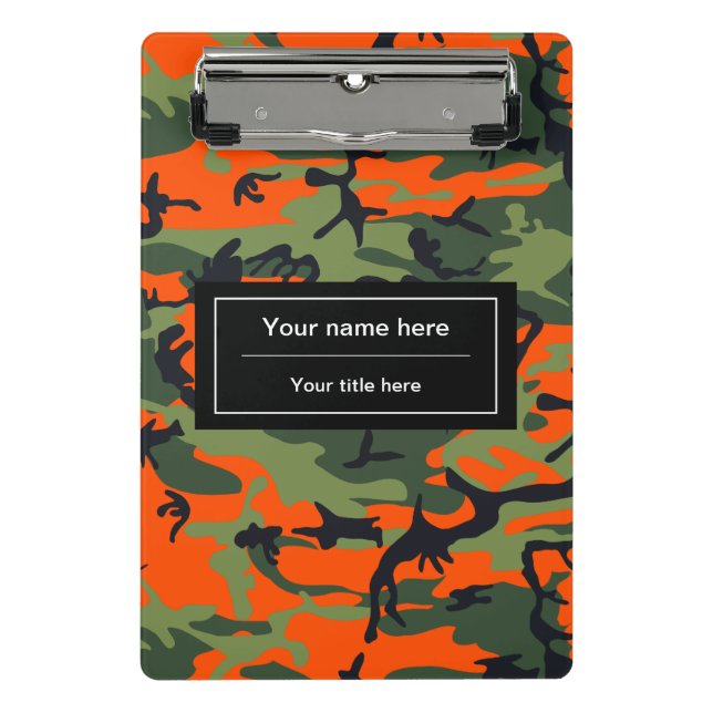 Mini Prancheta Camuflagem Laranja e Verde, Militar, Exército (Frente)