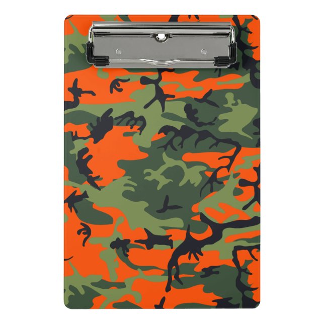 Mini Prancheta Camuflagem Laranja e Verde, Militar, Exército (Frente)
