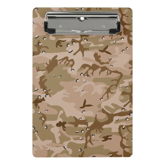 Mini Prancheta Camuflagem no Deserto Com Seixos, Militar, Exércit (Frente)