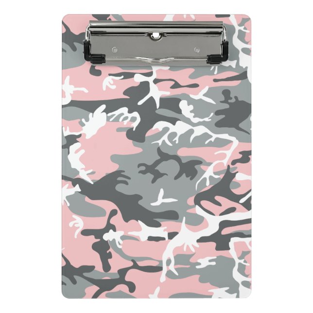 Mini Prancheta Camuflagem rosa e Cinza, Militar, Exército (Frente)