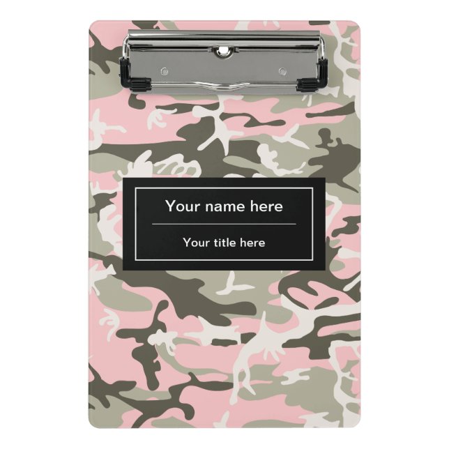 Mini Prancheta Camuflagem Rosa e Verde, Camuflagem, Militar, Exér (Frente)