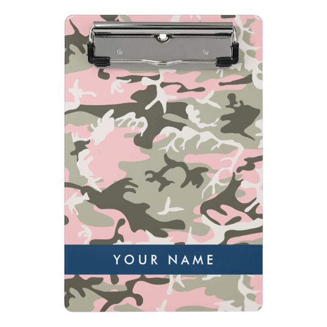 Mini Prancheta Camuflagem Rosa e Verde Personalize seu nome (Frente)