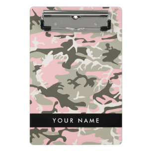 Mini Prancheta Camuflagem Rosa e Verde Personalize seu nome