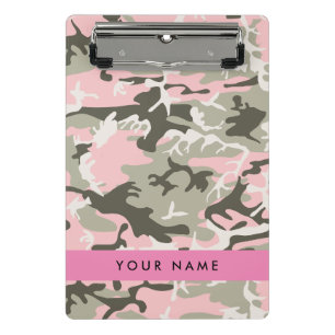 Mini Prancheta Camuflagem rosa e verde Seu nome personaliza