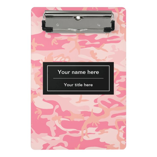 Mini Prancheta Camuflagem Rosa, Militar, Exército (Frente)