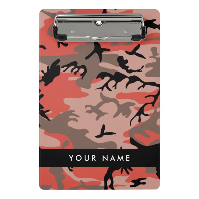 Mini Prancheta Camuflagem Vermelha e Castanha Seu nome Personaliz (Frente)