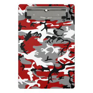 Mini Prancheta Camuflagem Vermelha e Cinza, Militar, Exército