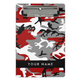 Mini Prancheta Camuflagem Vermelha e Cinza Seu nome Personaliza