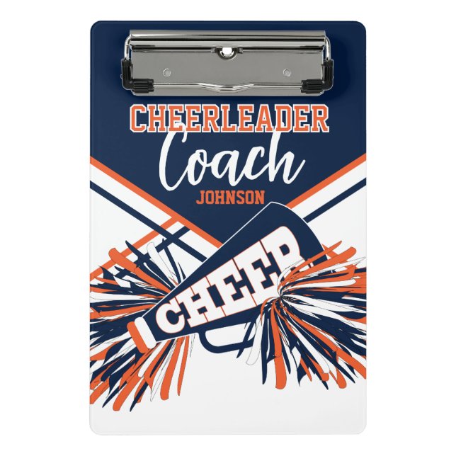 Mini Prancheta Cheerleader Coach - Navy Blue, Orange & White (Frente)