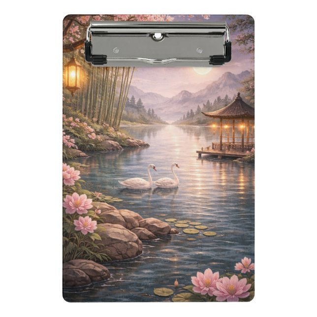 Mini Prancheta Cherry Blossom Swan Lake Clipboard – Aesthetic F (Frente)