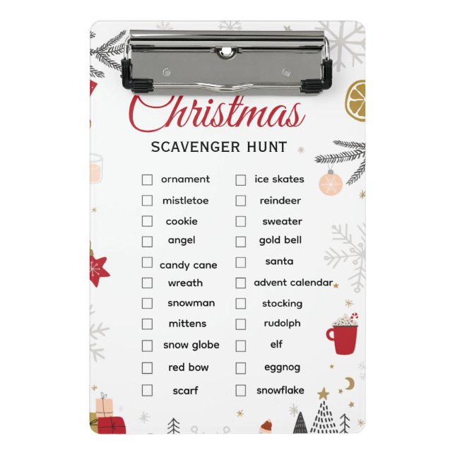 Mini Prancheta Christmas Scavenger Hunt Checklist Art (Frente)