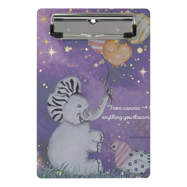 Mini Prancheta cobrir "Elephant & Polka Hen" Boganhues (Frente)