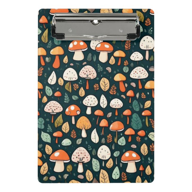 Mini Prancheta Cogumelos brancos folhas design (Frente)