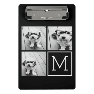 Mini Prancheta Colagem de Fotos Preta e Branca com Monograma