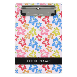 Mini Prancheta Colorida Hibiscus, Padrão De Flores, Seu Nome