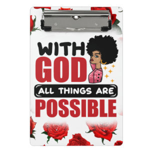 Mini Prancheta Com Deus tudo é possível melanina mana negra