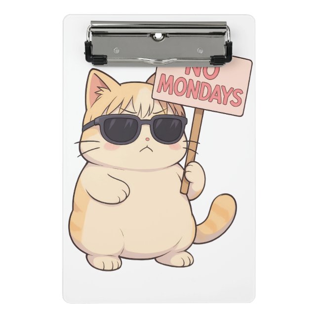 Mini Prancheta Cool Cat No Mondays Aesthetic Meme (Frente)