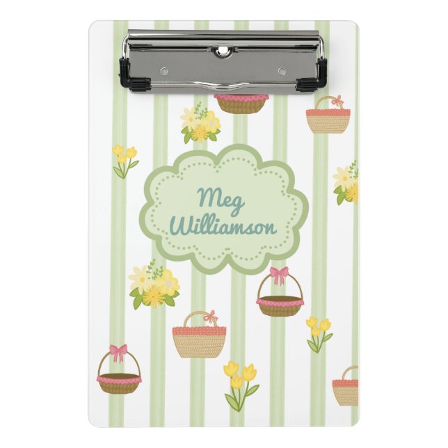 Mini Prancheta Coquette Floral Baskets Nome Personalizado (Frente)