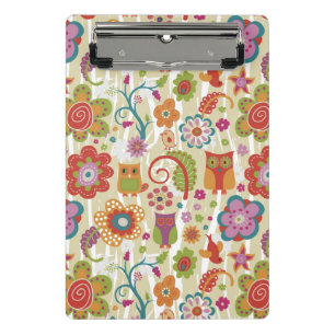 Mini Prancheta Cor floral e coruja