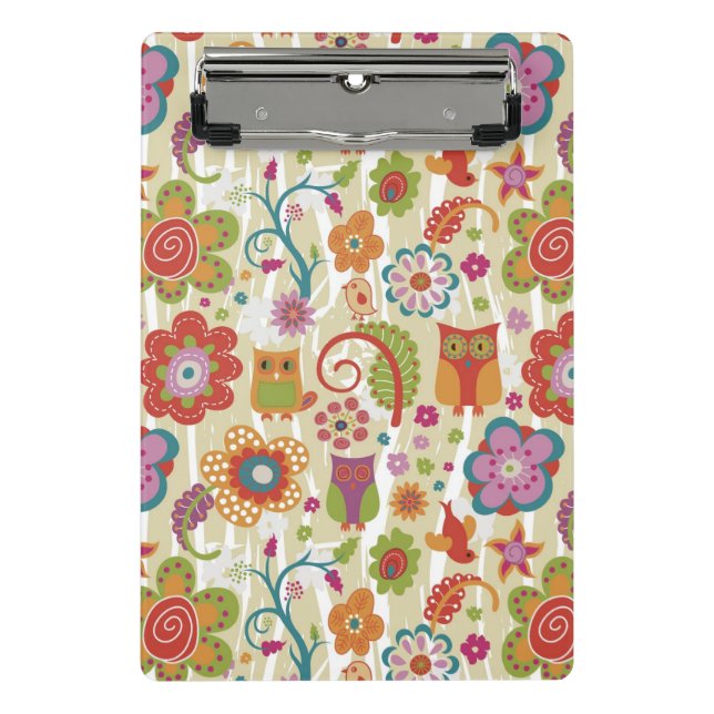 Mini Prancheta Cor floral e coruja (Frente)