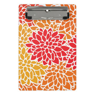 Mini Prancheta Cor Vermelha Laranja Vintage 60s Flor