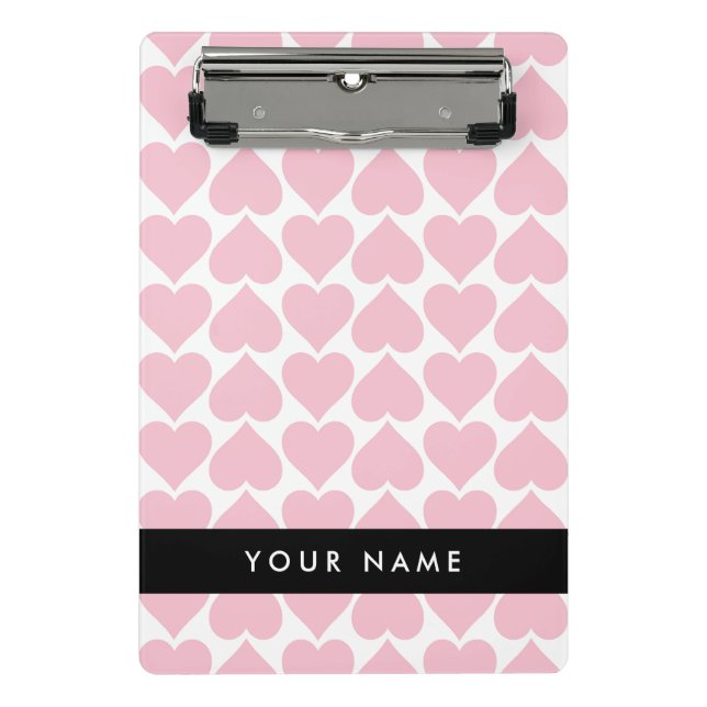 Mini Prancheta Corações Rosa, Romântico, Seu Nome, Personalizar (Frente)