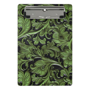 Mini Prancheta Couro verde-dotado de salva-vidas