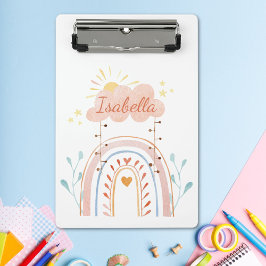 Mini Prancheta Crianças Arco-íris Fofo Aquarela Monogramada