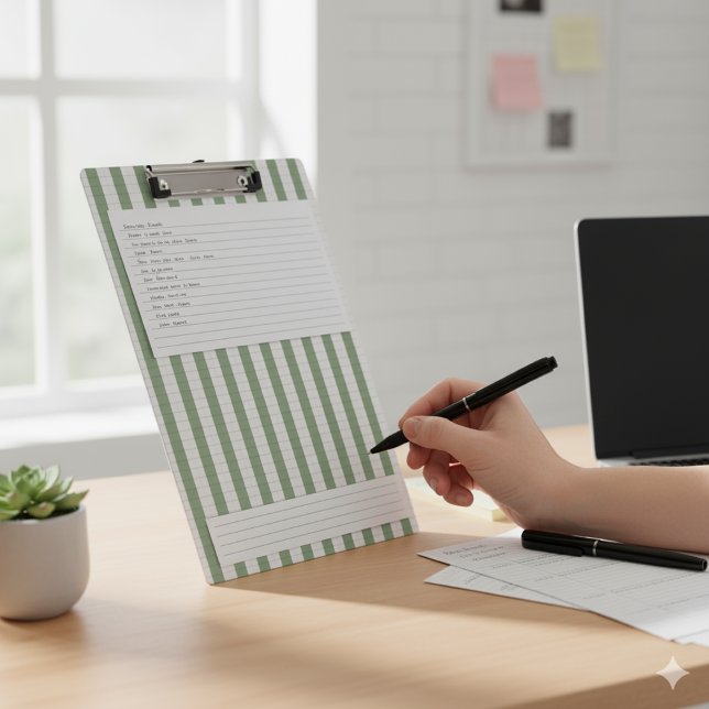 Mini Prancheta Crie seu próprio padrão verde branco riscado (Criador carregado)