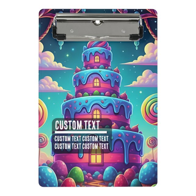 Mini Prancheta Custom Text Whimsical Candy Cake Illustration (Frente)