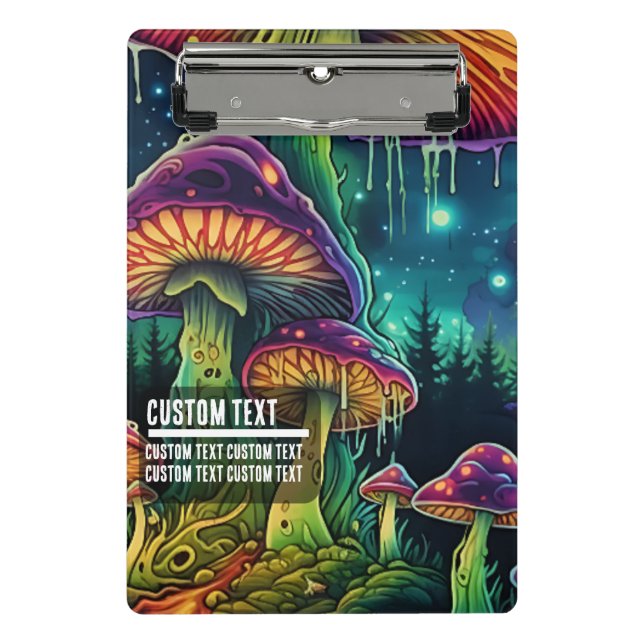 Mini Prancheta Custom Text Whimsical Mushroom Forest Fantasy (Frente)