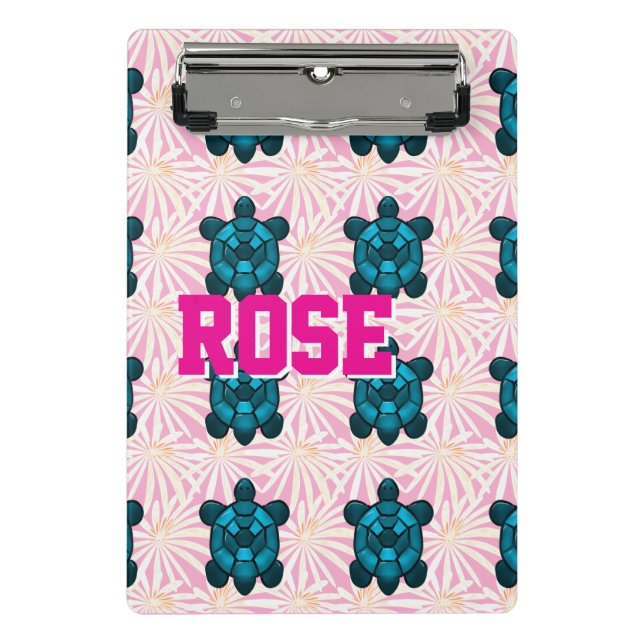 Mini Prancheta Custom Tropical Turtle Floral Pattern Seamless  (Frente)
