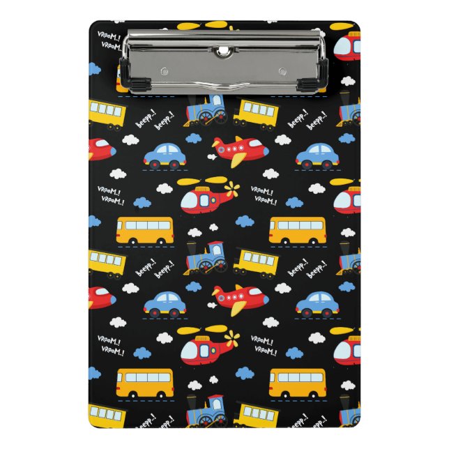 Mini Prancheta Cute Cartoon Vehicles Pattern  (Frente)